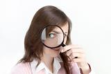 Young Woman with Magnifying Glass