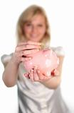 Woman with Piggy Bank
