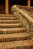 Old brick stairs and columns