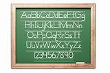 Chalkboard with Letters and Numbers Isolated on a White Background.
