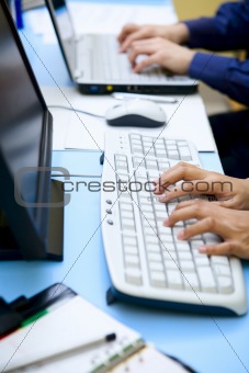 Busy typing in office