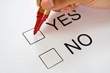 Holding pen on top 'Yes' checkbox