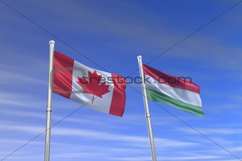 canada and italy flag in the wind