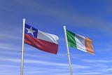Chile and ireland flag in the wind