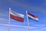 poland and luxemburg flag in the wind
