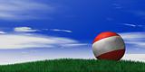 Austria soccer ball on grassand sky background