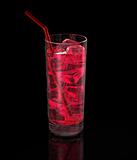 glass of fresh drink on black background