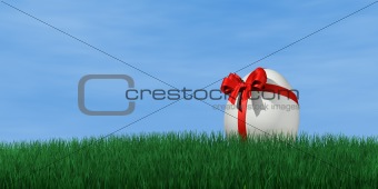 easter egg on grass and sky background