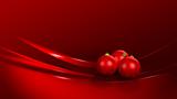 Red Christmas baubles on red stars background