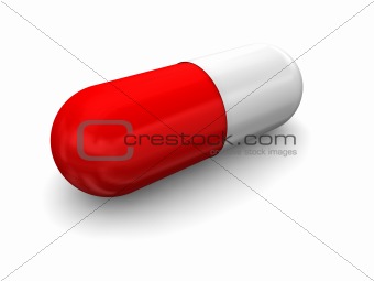 red white pills over white  background 