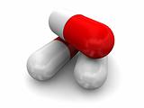 red white pills over white  background 