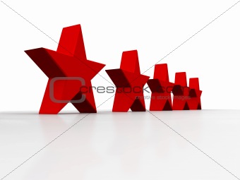  Five shining stars isolated on a white background