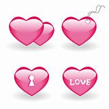 Set of four icons with hearts for st.Valentine day