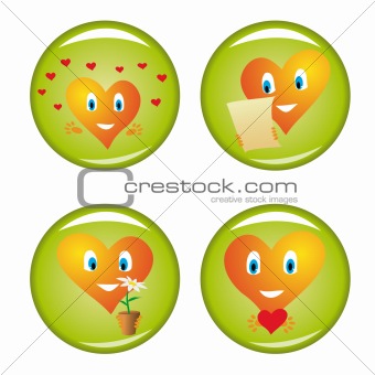 Set of four st. Valentine buttons