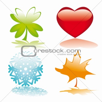 Four glossy buttons for holidays design