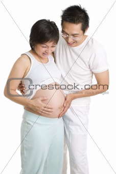 Pregnancy with couple - caress