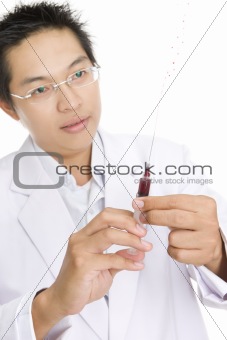 Eject some medicine from syringe