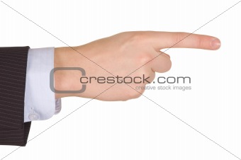 Businessman hand point.