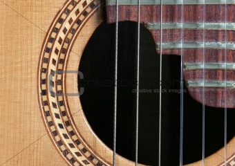 Classical Guitar sound hole and strings