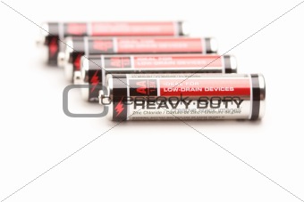 Heavy Duty AA Batteries on a White Background.