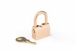 Golden security padlock and key