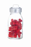 Red licorice on glass jar