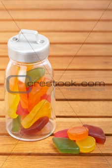 Candies in the glass jar