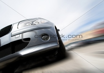 Fast car moving with motion blur