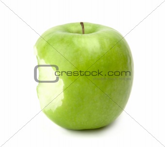 Green bitten apple