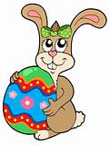 Bunny holding big Easter egg