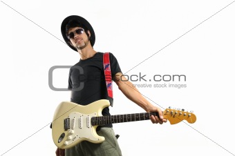 Funky guitarist isolated