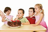 Children with cake