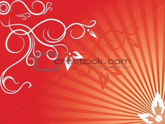 creative curves and swirls on flourish red background 