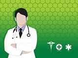 doctor and medical icons, green vector wallpaper 