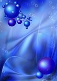 Background with dark blue balls and bubbles