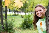 smiling girl in autumn