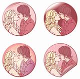 Stickers with kissing couple