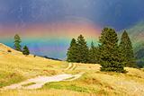 rainbow in mountains