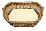 A baby crib made from rattan