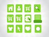 collection of vector icons on green