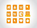 collection of vector icons on orange