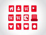 collection of vector icons on red