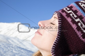 woman enjoying mountain