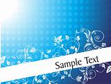 foliage and swirls design for sample text in gradient blue