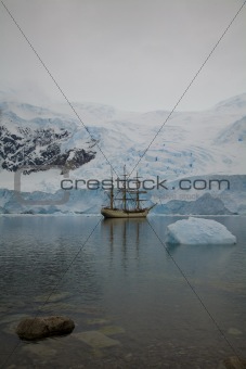 Ship at glacier