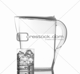 Pitcher and glass with droplets