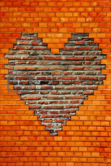 brick wall with heart shape