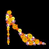 decorative womans shoe from color flowers