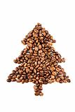 fir-tree from coffee beans isolated on white
