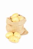 Burlap sack with potatoes
